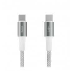 Кабель MASTER, Type-C - Type-C, 60W, 1.2м, тканевая оплетка, белый, OLMIO