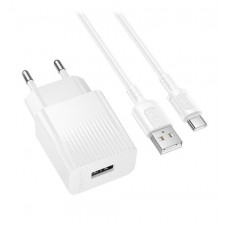 СЗУ Borofone BAS71A 1USB+ Кабель Type-C 1м, 10,5W (White) (Бокс)