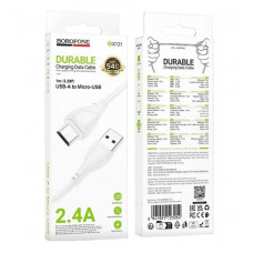 Кабель Borofone BX121 USB 2.4A - micro USB 1м (White) (Бокс)