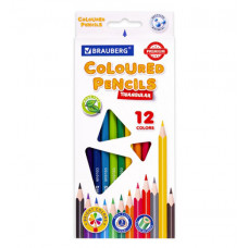 Карандаши цветные BRAUBERG PREMIUM, 12 цветов, трехгранные