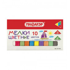 Мел цветной квадратный 10 шт, ПИФАГОР (картонная упаковка)
