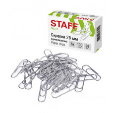 Скрепки STAFF 28мм оцинкованные (100шт в коробке)