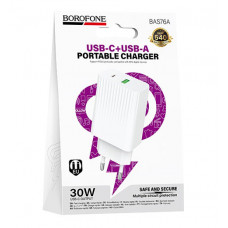 СЗУ Borofone BAS76A Type-C PD(20W) + USB QC3.0(18W) (White)
