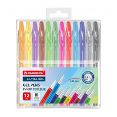 Ручки гелевые BRAUBERG ULTRA GEL (набор 12 цв) узел 0,5мм, линия 0,35мм