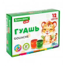 Гуашь BRAUBERG KIDS, 12 цветов по 15мл