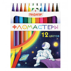 Фломастеры 12 цветов, вентилируемый колпачок ПИФАГОР "Космическая одиссея"